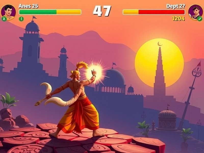 Sunset Smash gameplay screenshot showing character action